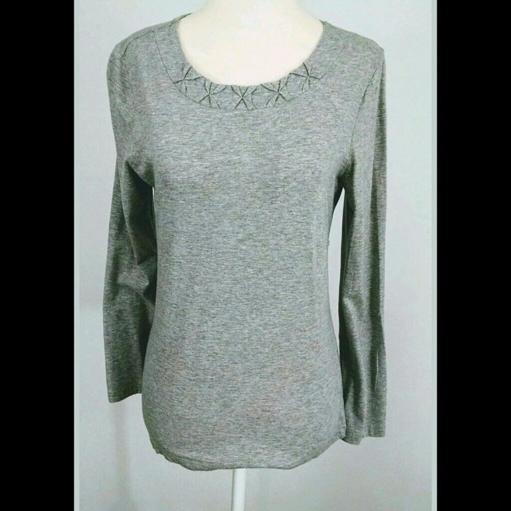 Talbot Petites Womens Gray Long Sleeve Top Size M